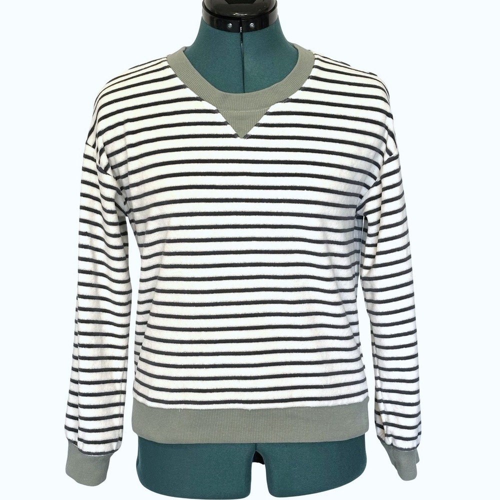 Madewell Shirt Womens XXS White‎ Stripe Long Sleeve Ringer Crewneck Top